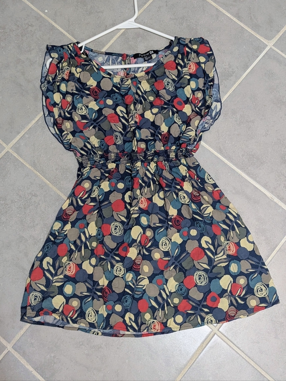 Forever 21 Womens Sleeveless Floral Dress 100% Rayon Size S Summer Casual Boho